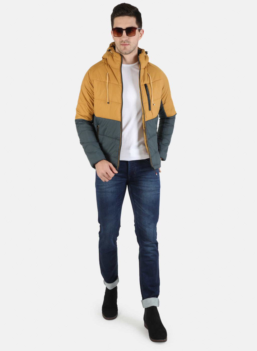 Men Mustard Printed Jacket