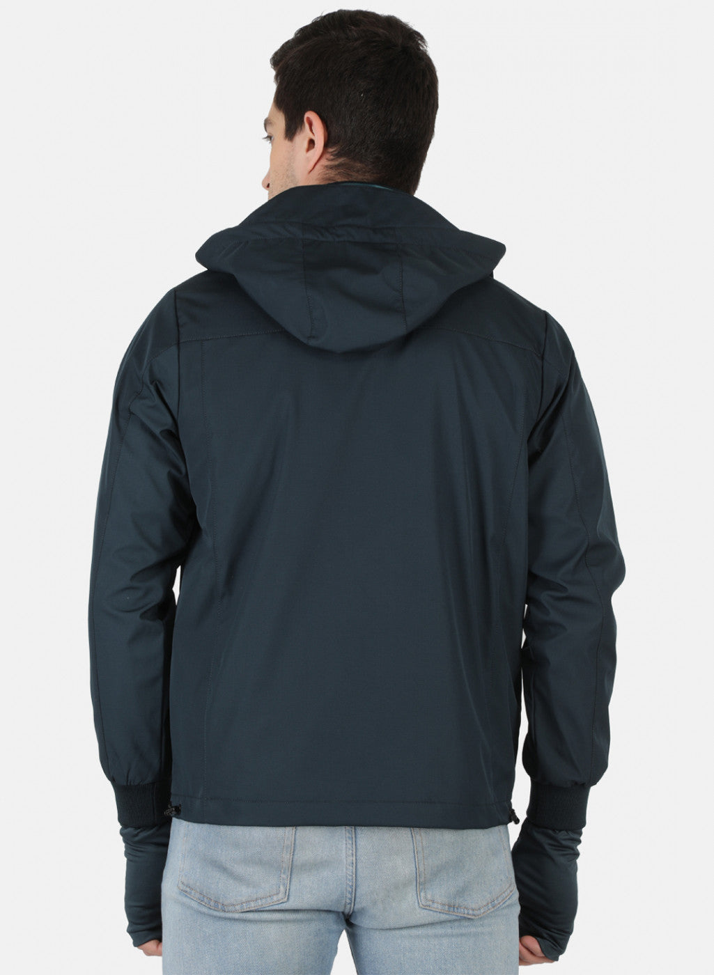 Men Blue Solid Jacket