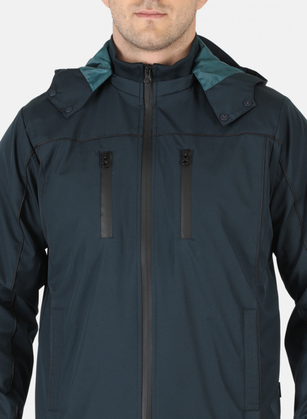 Men Blue Solid Jacket