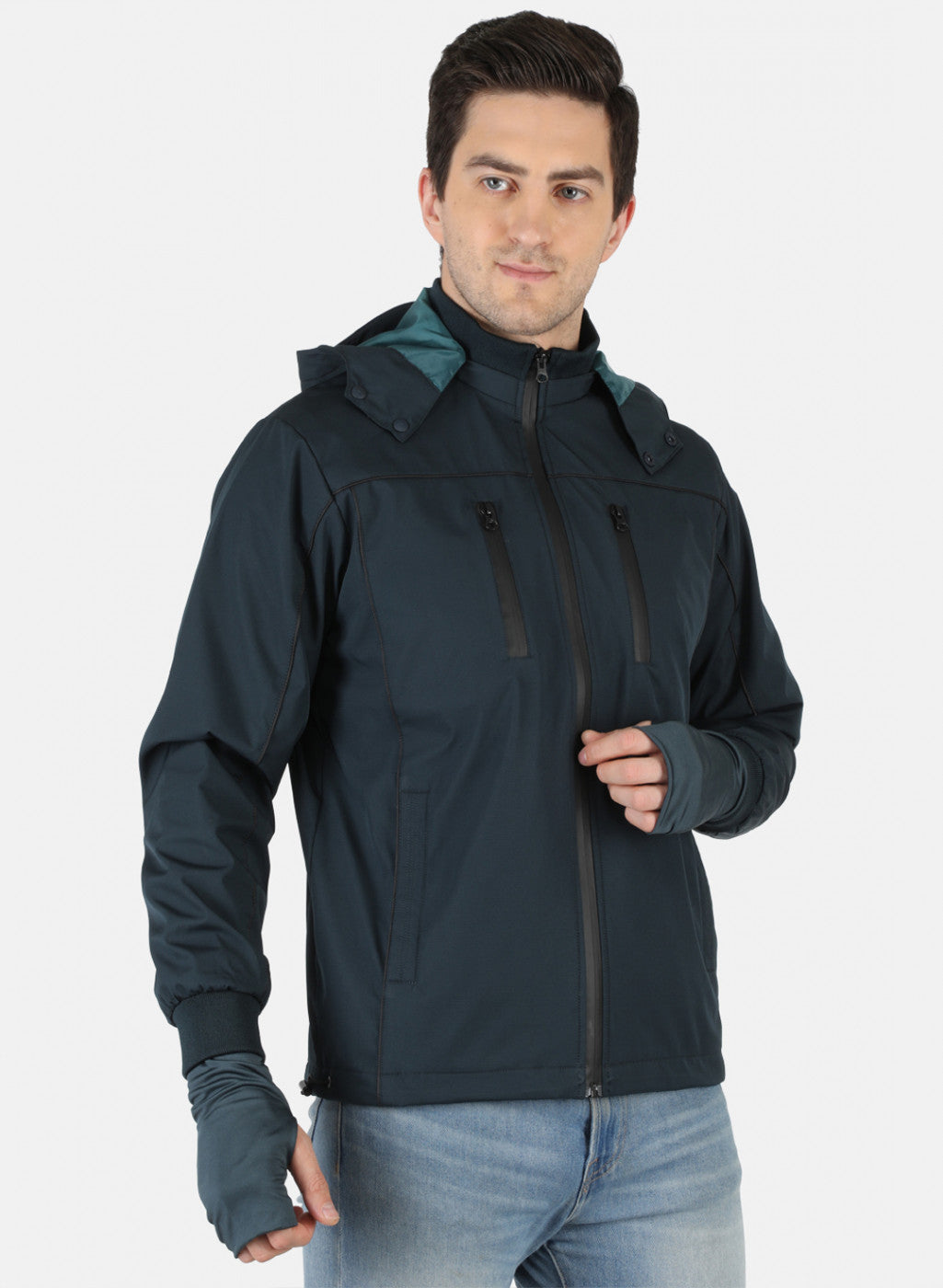 Men Blue Solid Jacket