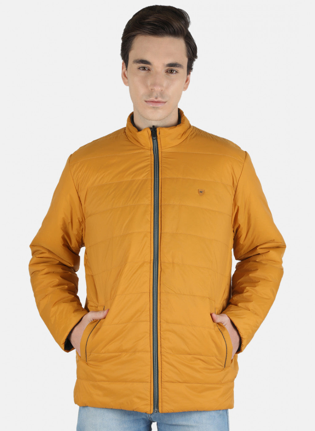 Men Olive & Yellow Reversible Solid Jacket