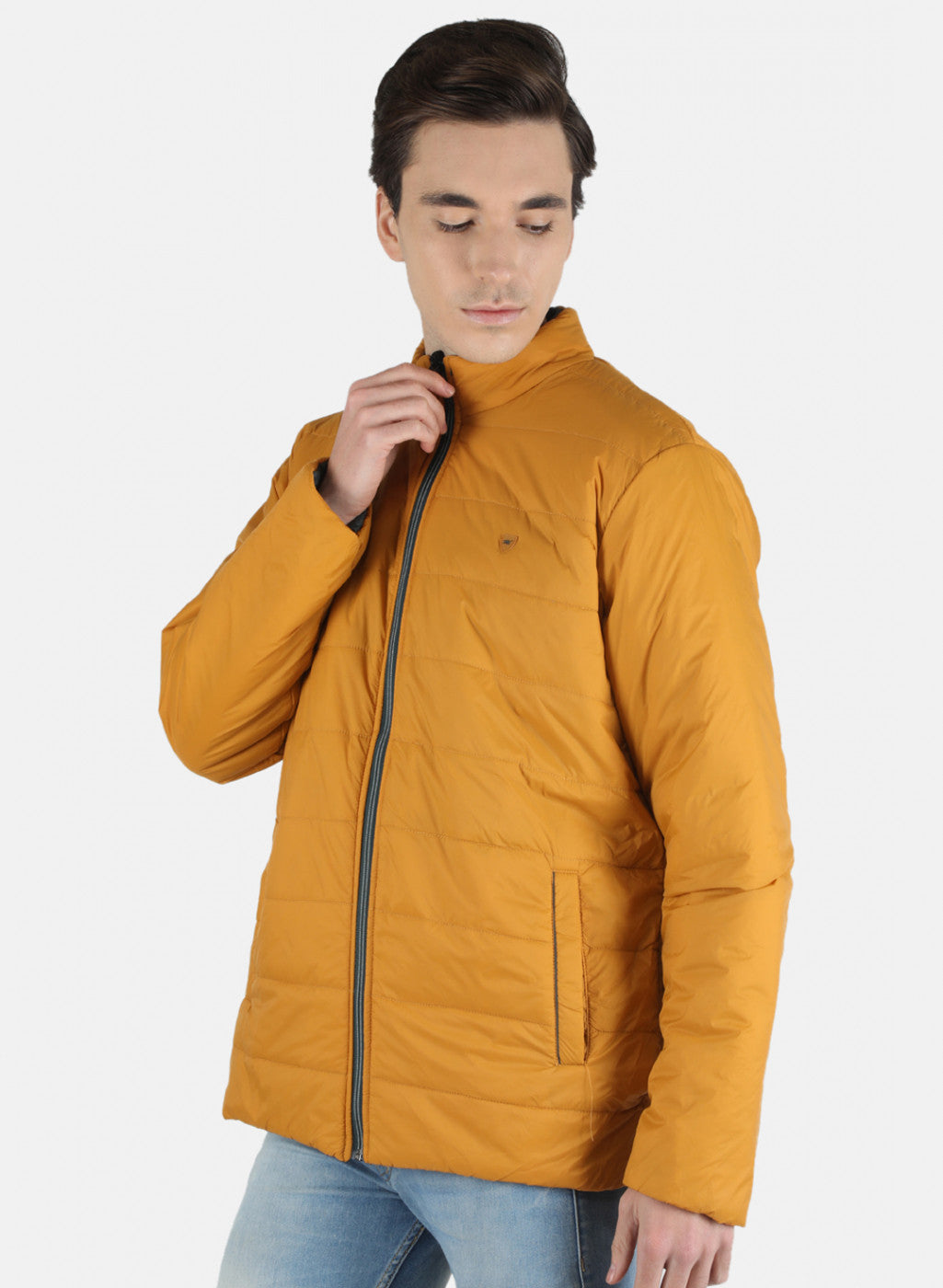 Men Olive & Yellow Reversible Solid Jacket