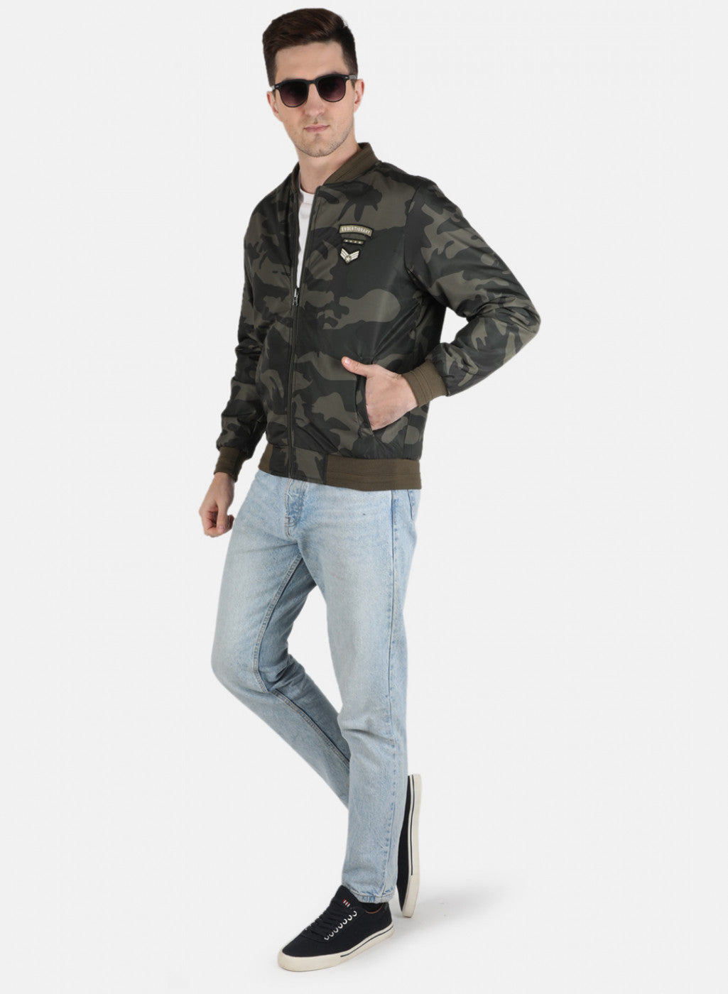 Men Olive Printed Jacket
