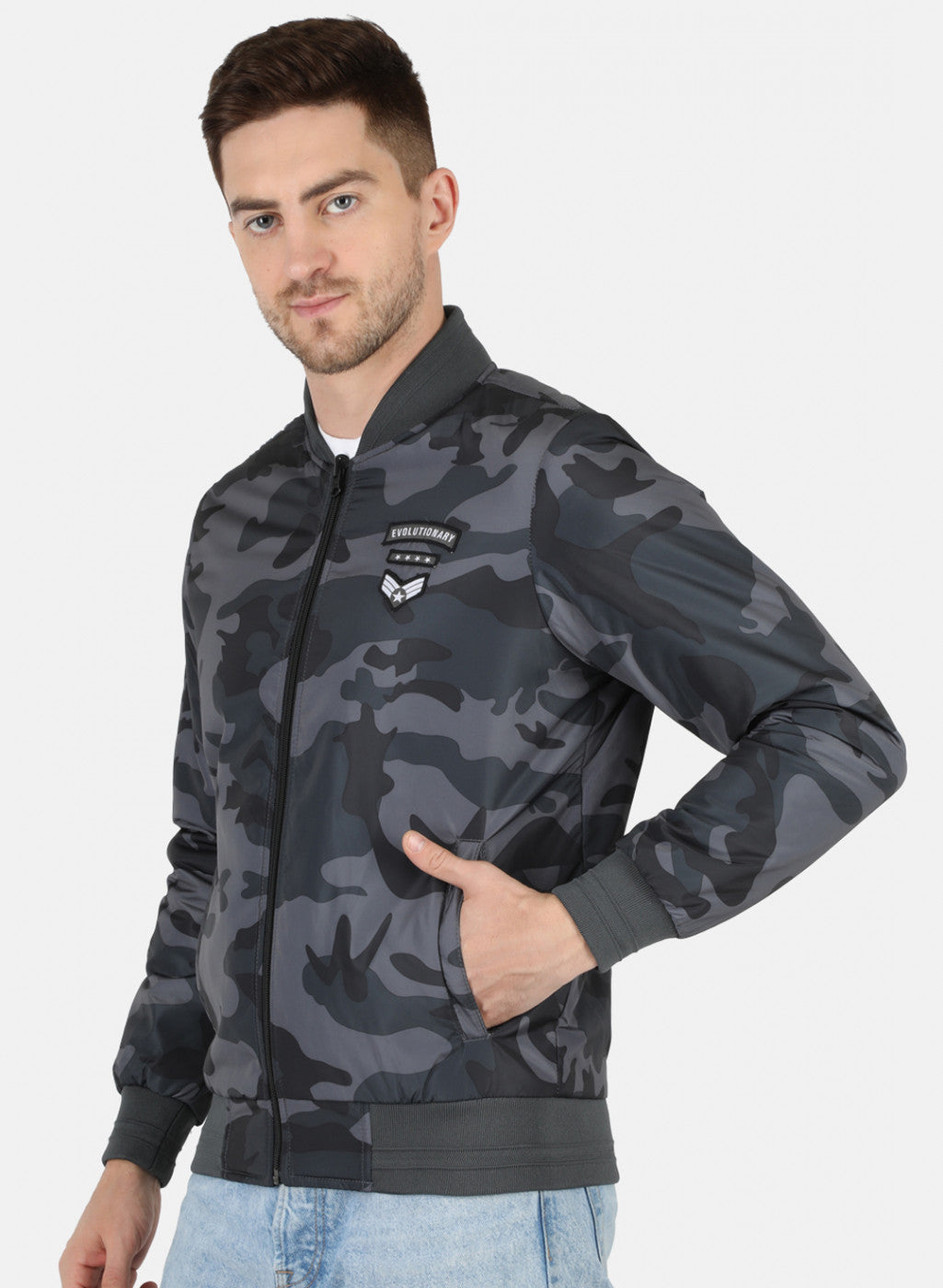 Men Black Printed Jacket