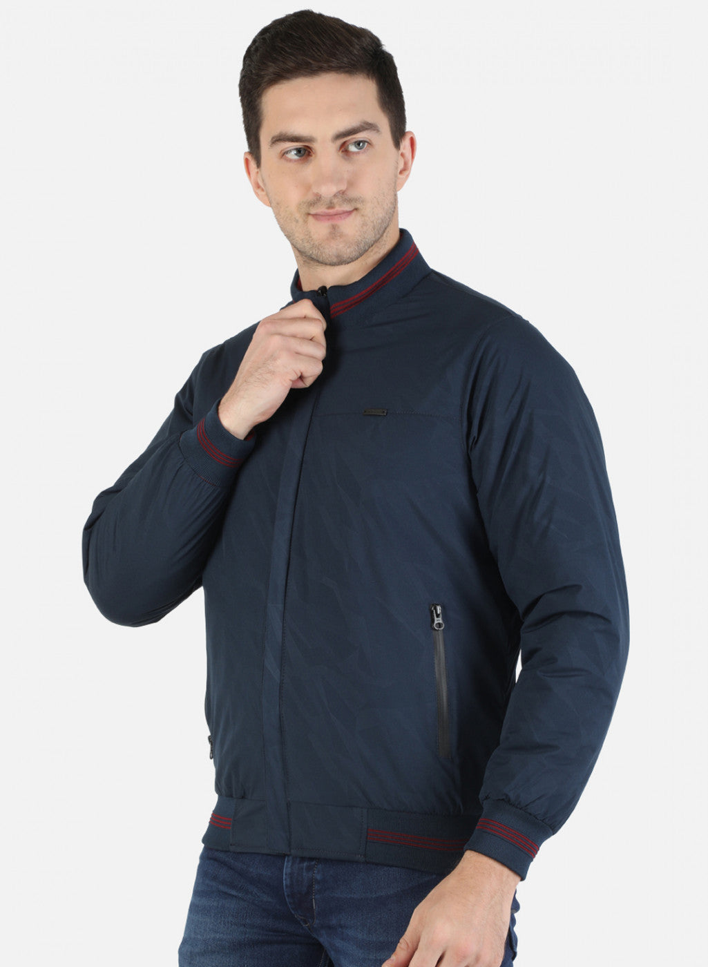 Men NAvy Blue Printed Jacket