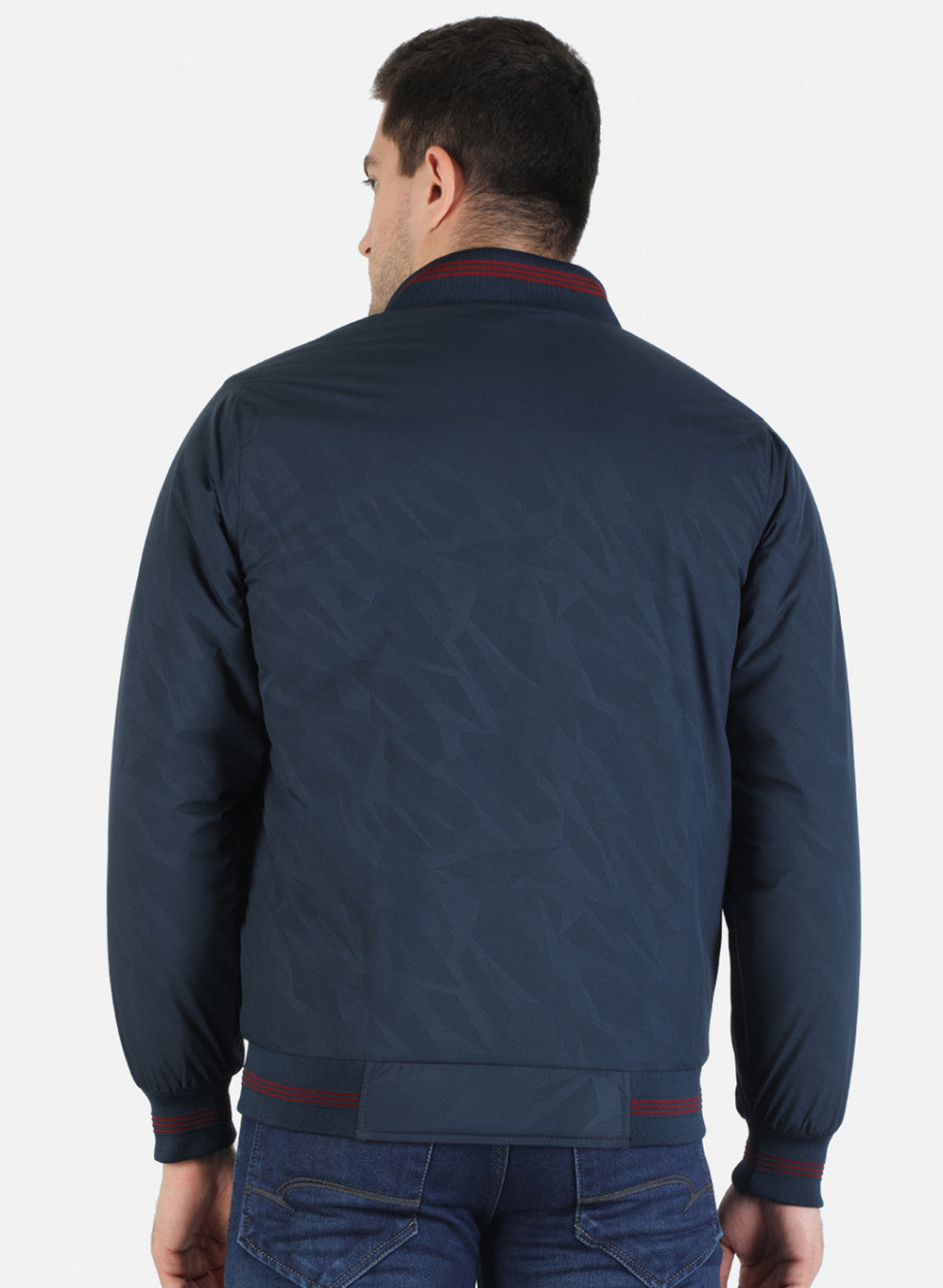 Men NAvy Blue Printed Jacket
