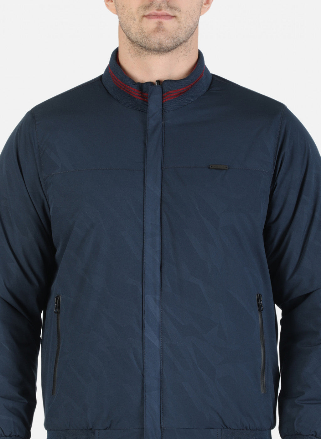 Men NAvy Blue Printed Jacket