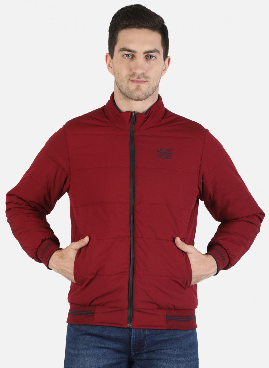 Men NAvy Blue Printed Jacket