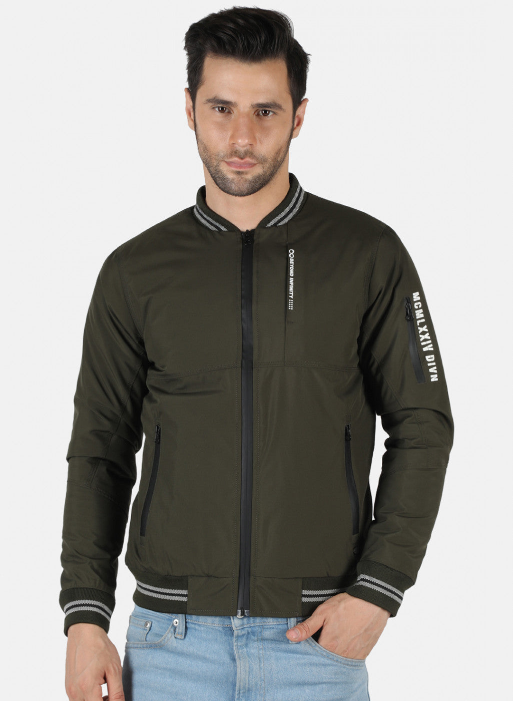 Men Olive Solid Jacket