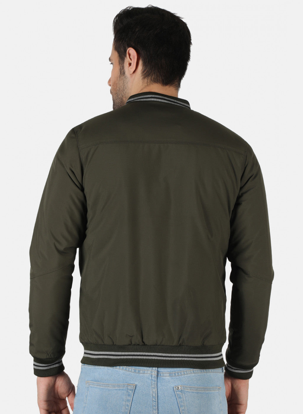 Men Olive Solid Jacket