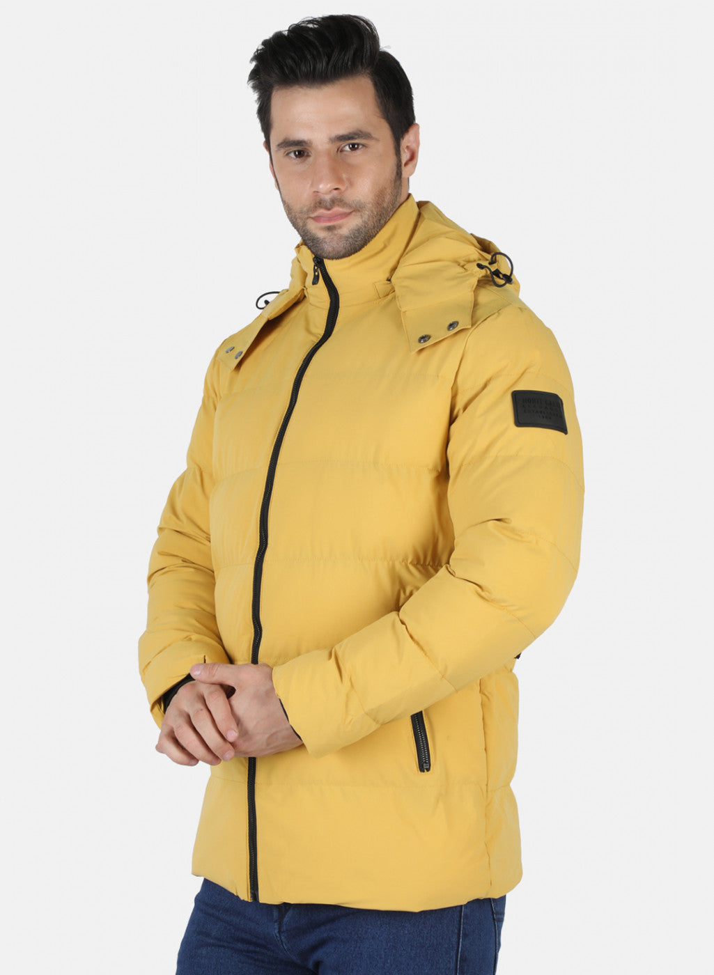 Men Mustard Solid Heating Jacket