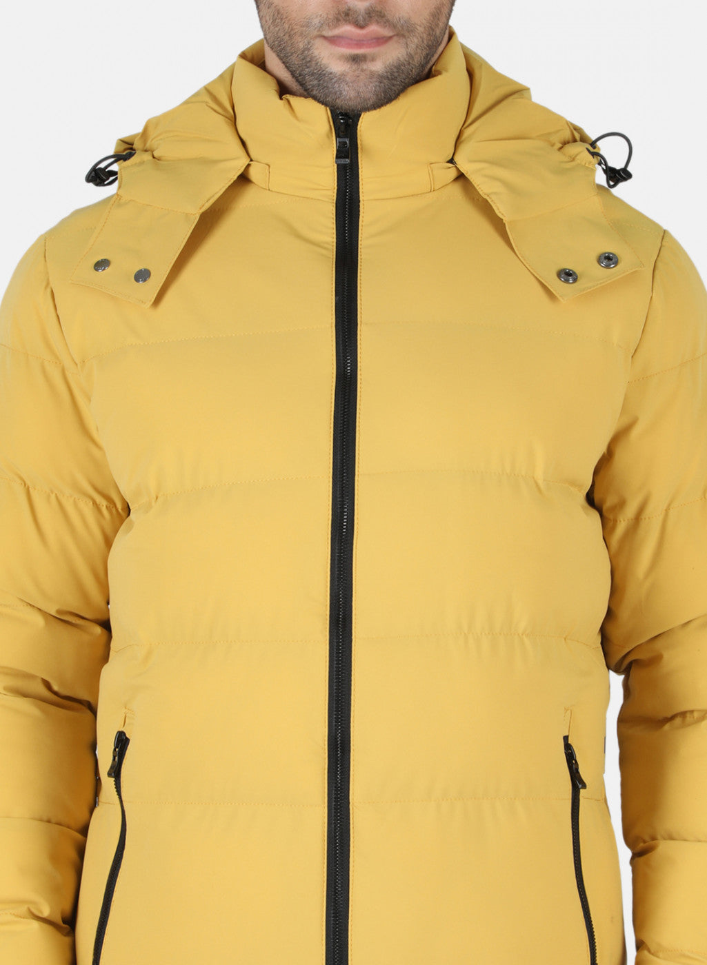 Men Mustard Solid Heating Jacket