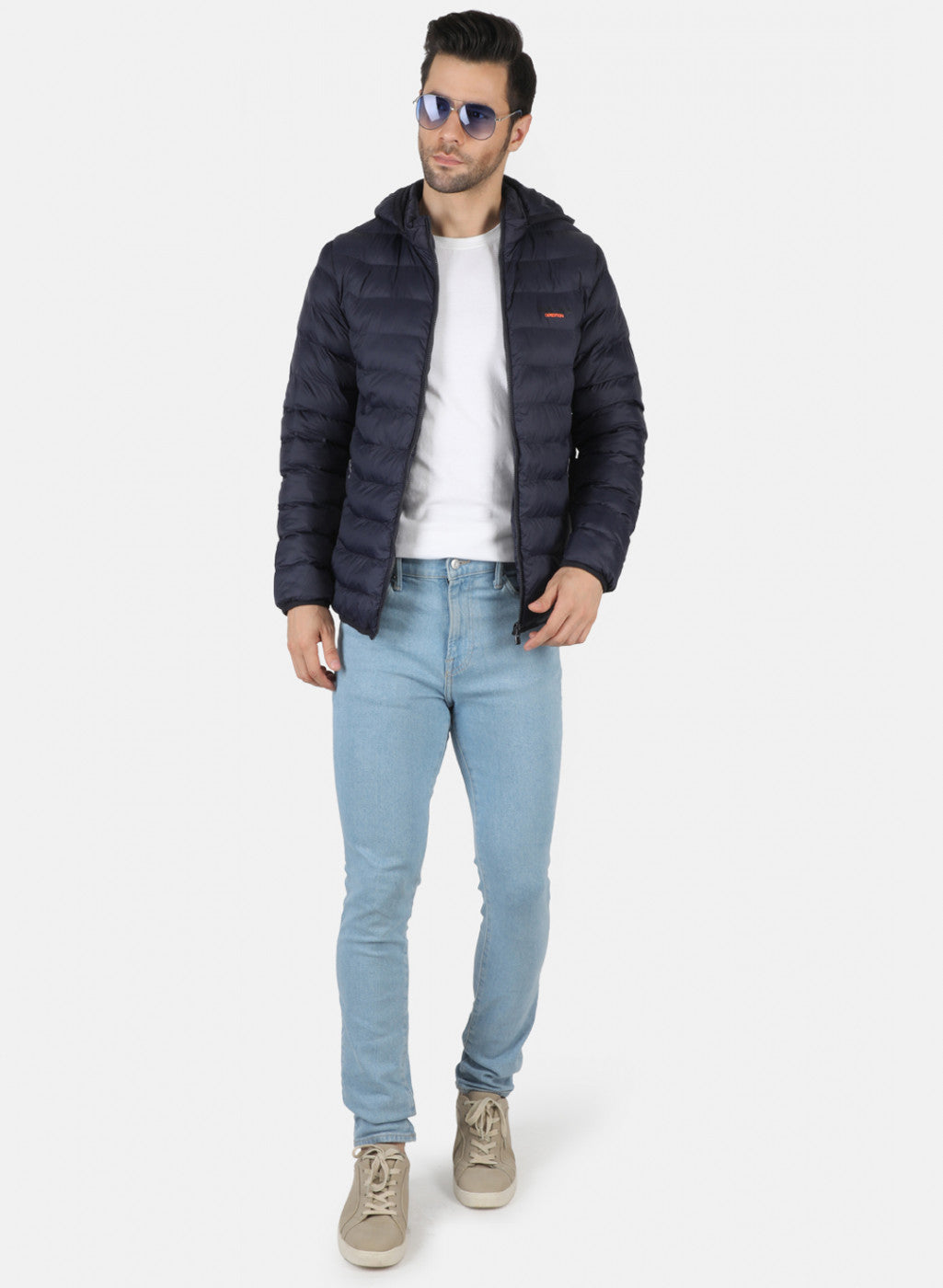 Men Blue Solid Heating Jacket