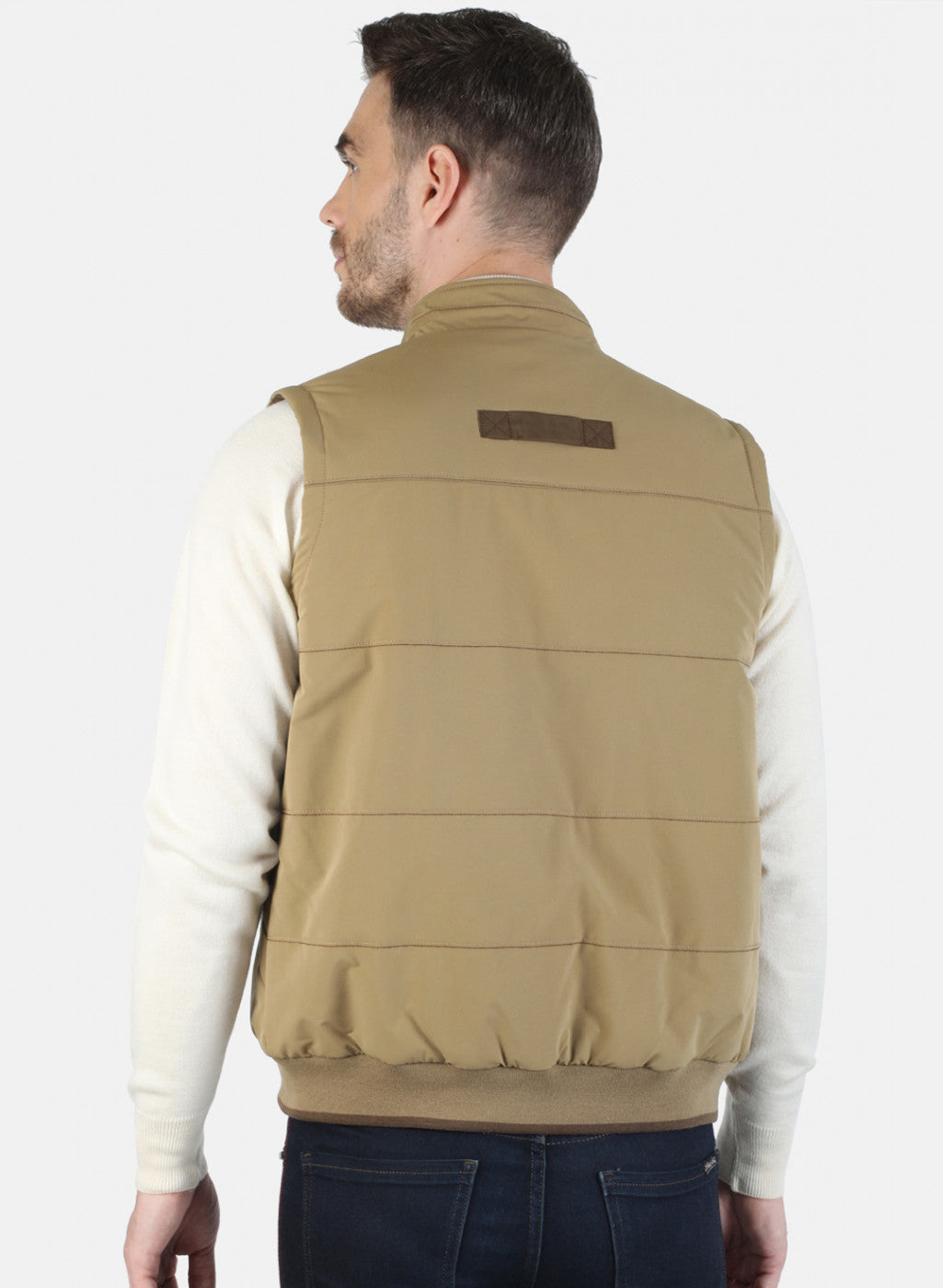 Men Khaki Solid Jacket