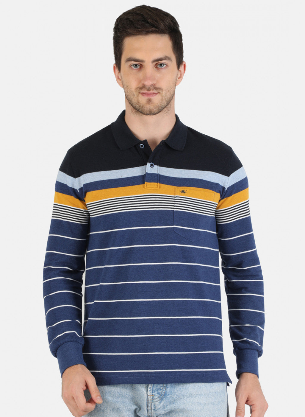 Men NAvy Blue Stripe T-Shirt