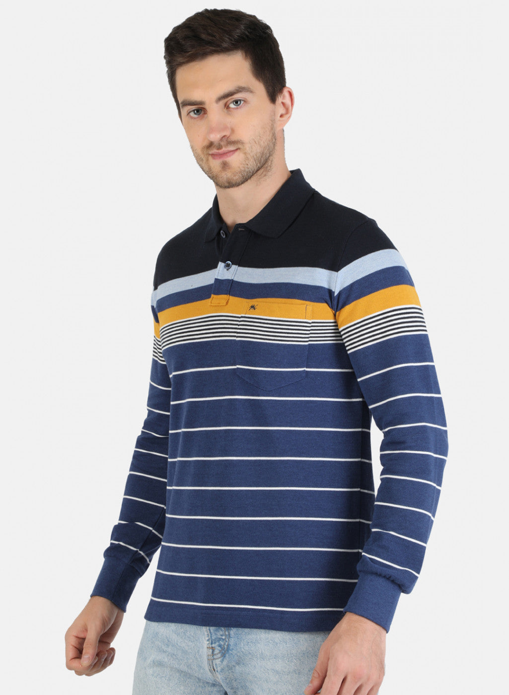 Men NAvy Blue Stripe T-Shirt