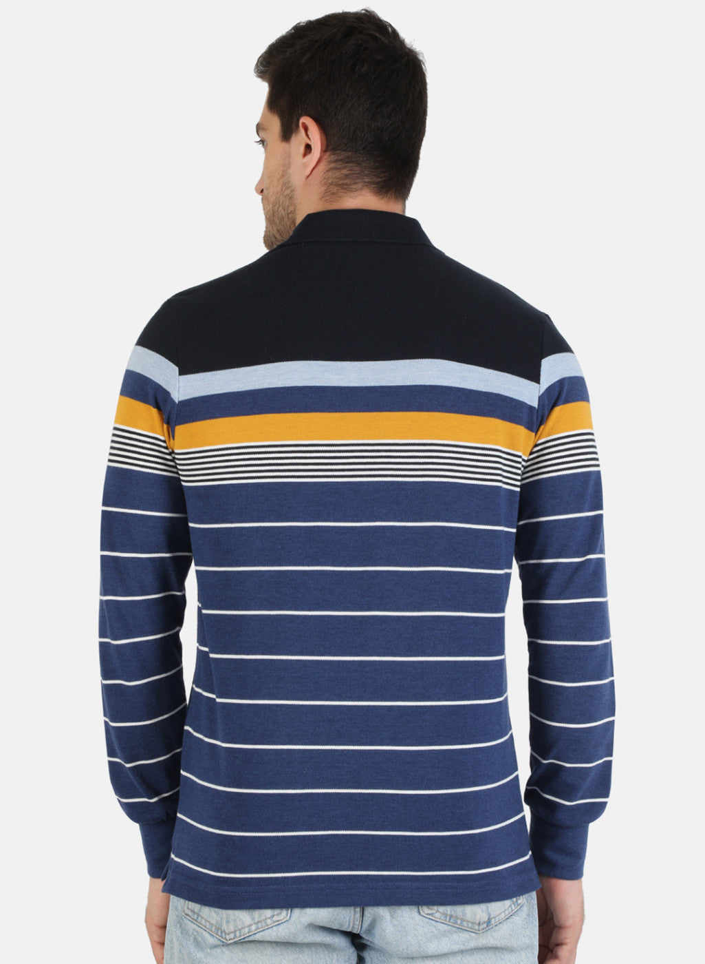 Men NAvy Blue Stripe T-Shirt