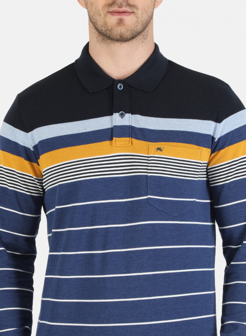 Men NAvy Blue Stripe T-Shirt