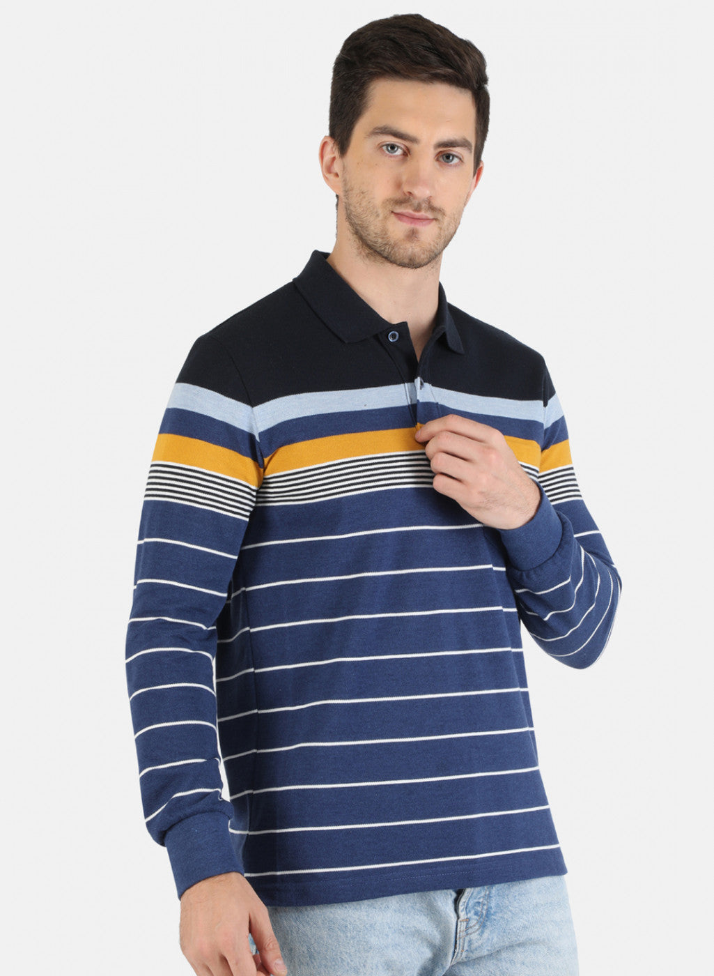 Men NAvy Blue Stripe T-Shirt