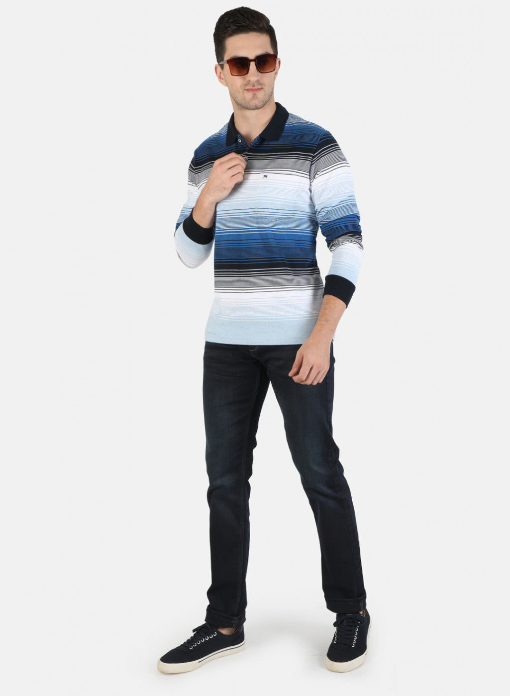 Men Blue Stripe T-Shirt