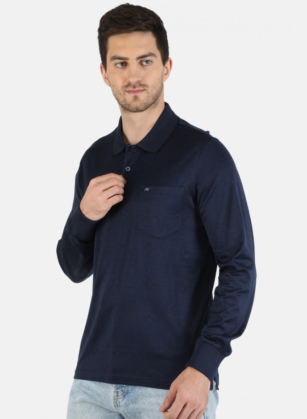 Men NAvy Blue Stripe T-Shirt