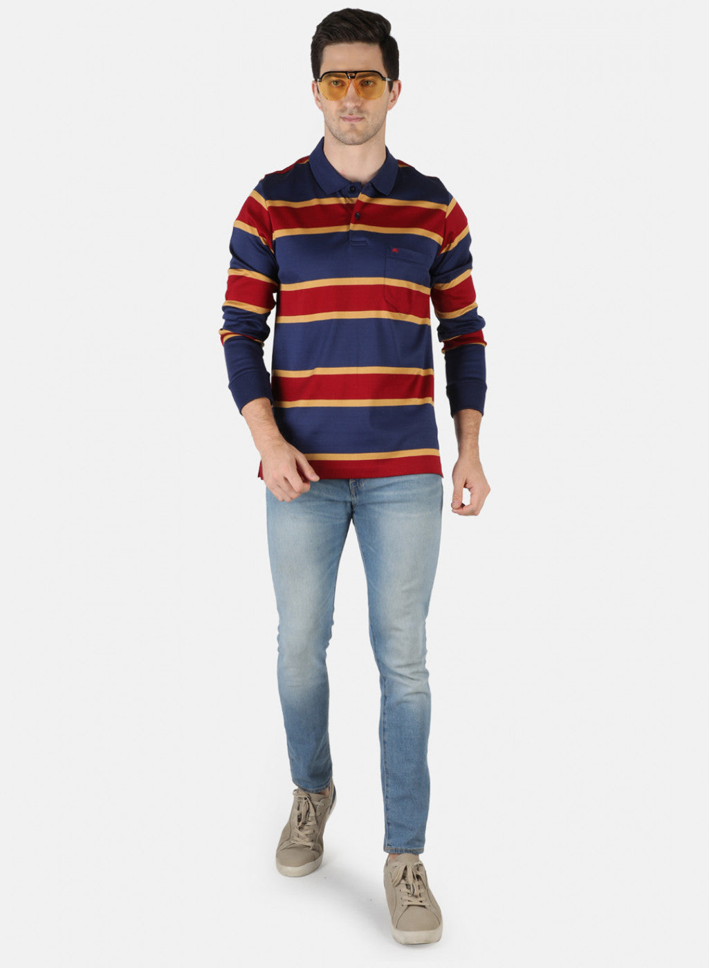 Men Blue Stripe T-Shirt