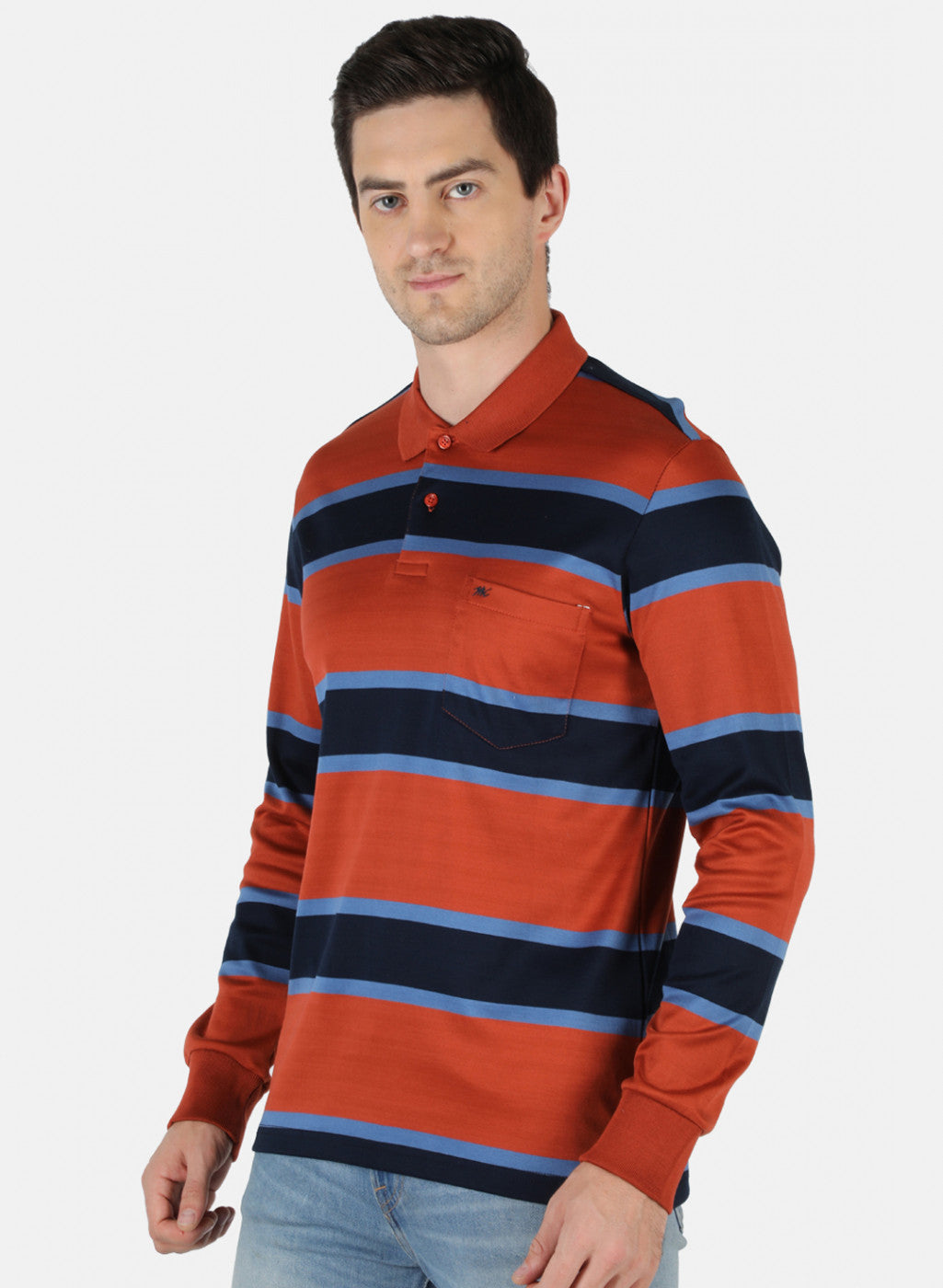 Men Orange Stripe T-Shirt