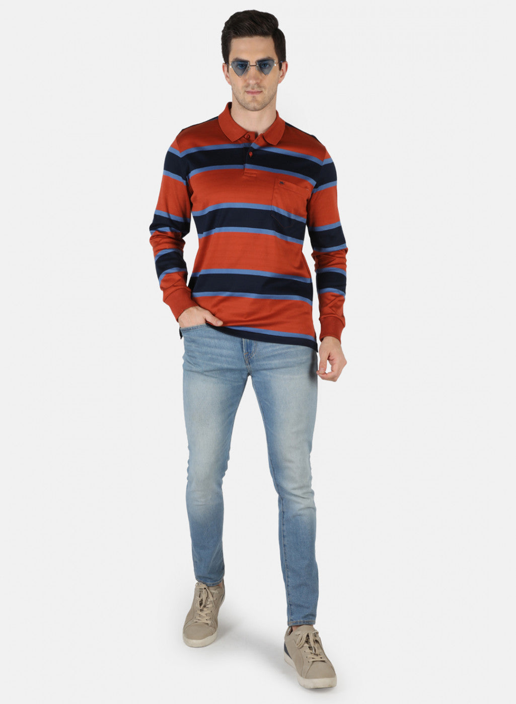 Men Orange Stripe T-Shirt