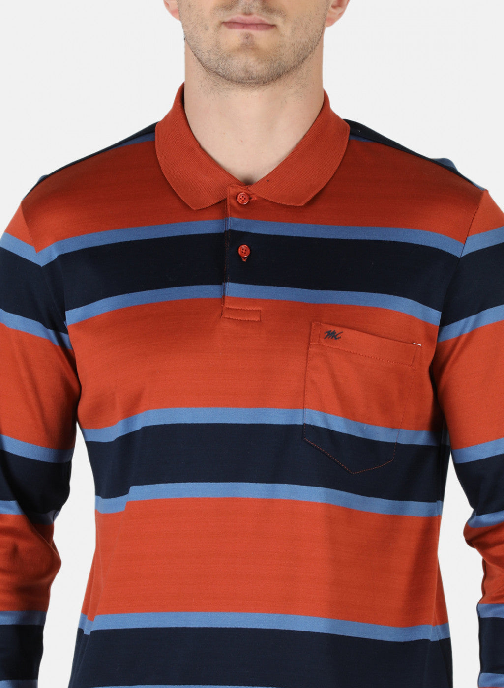 Men Orange Stripe T-Shirt