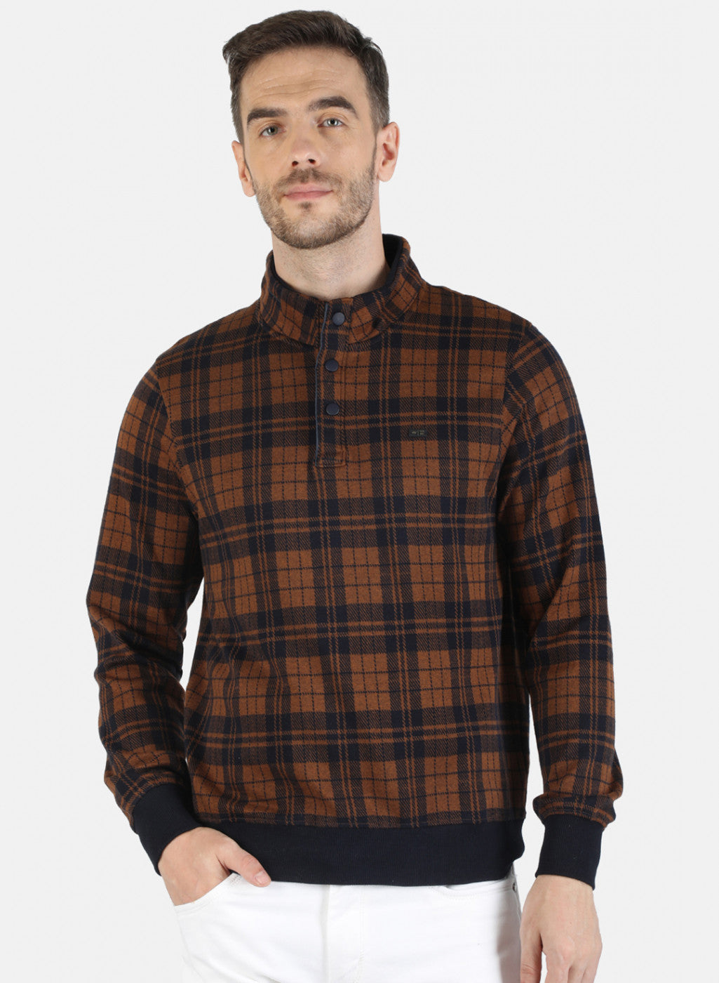 Men Brown Check T-Shirt