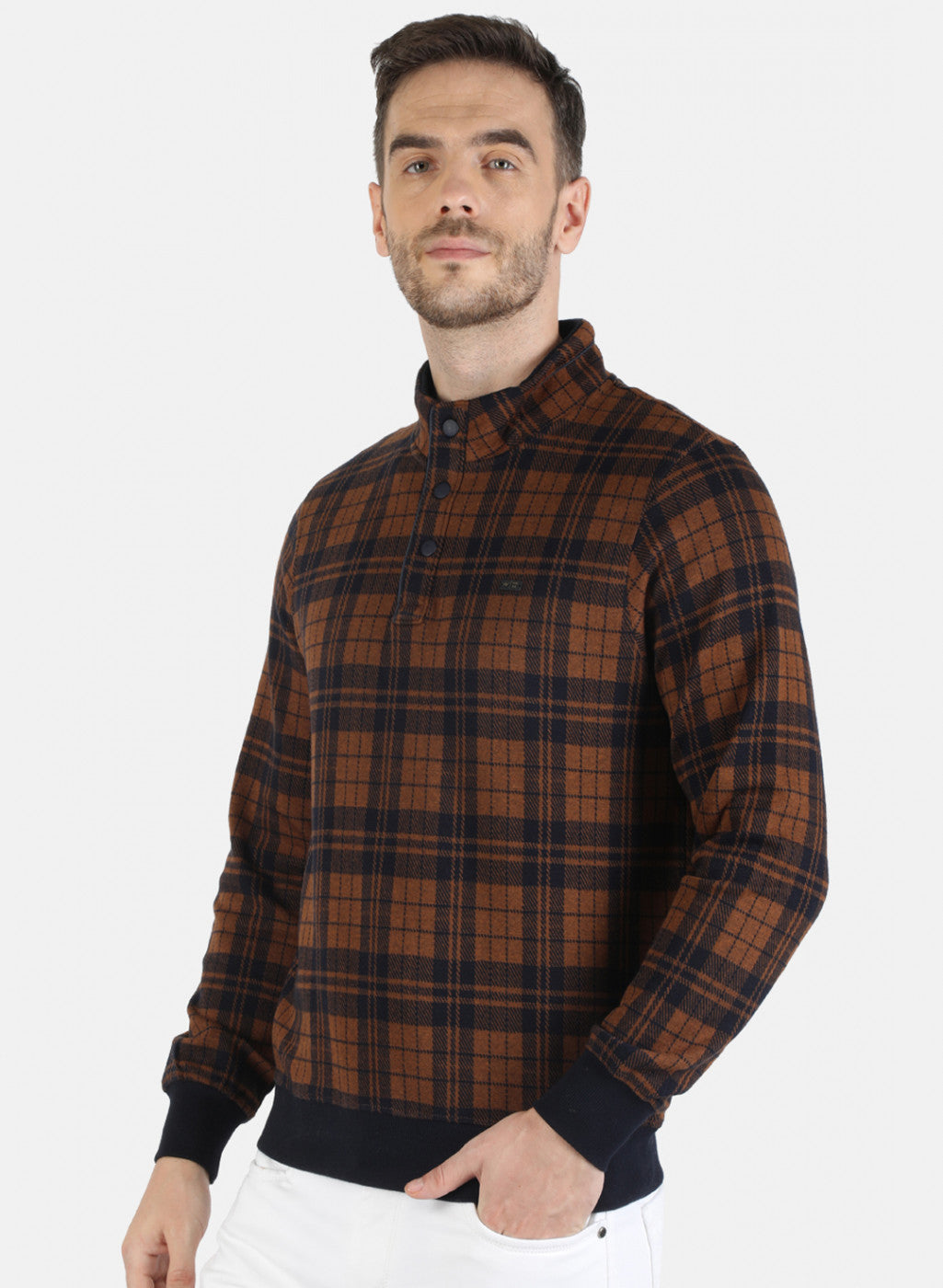 Men Brown Check T-Shirt