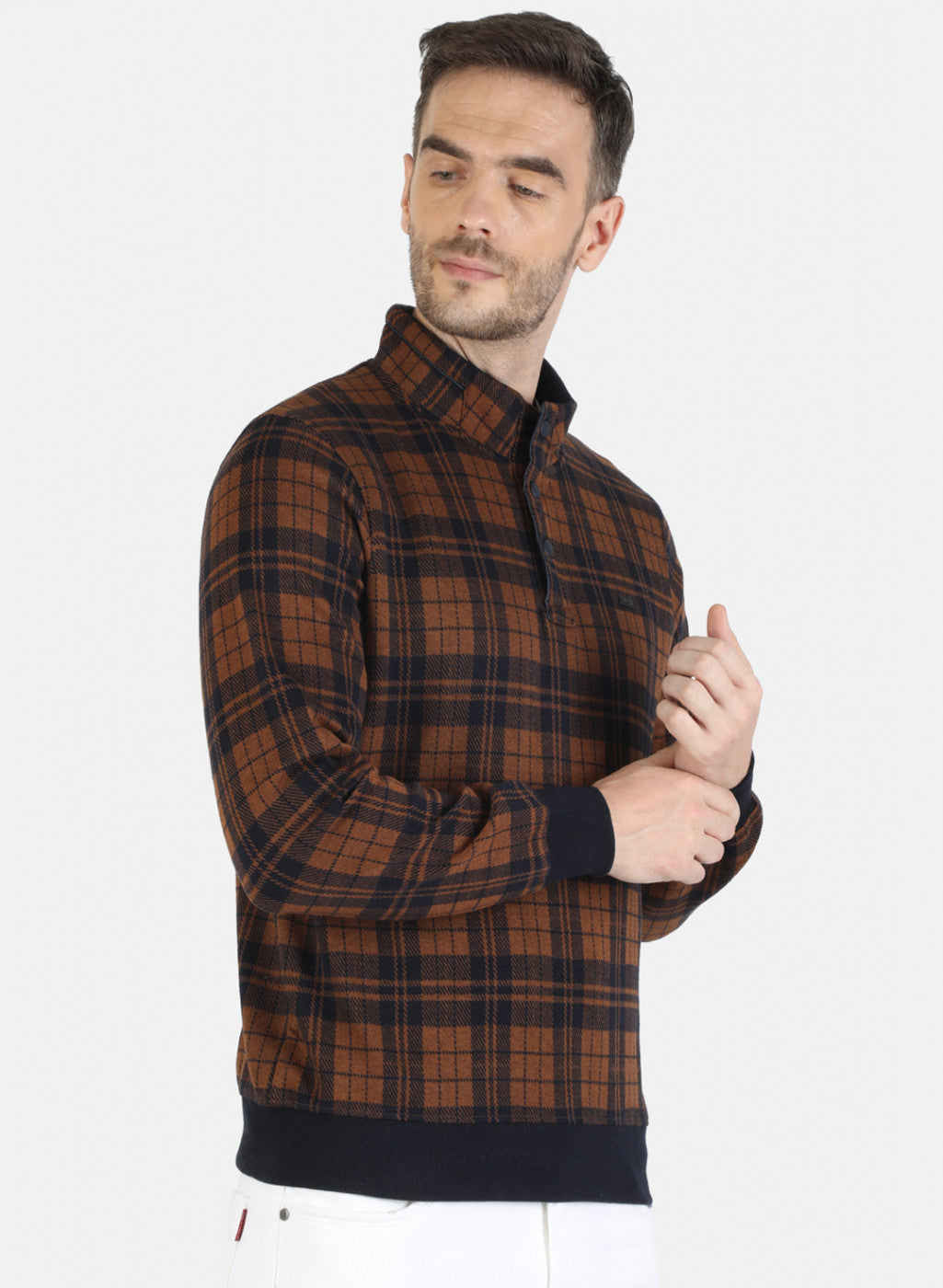 Men Brown Check T-Shirt