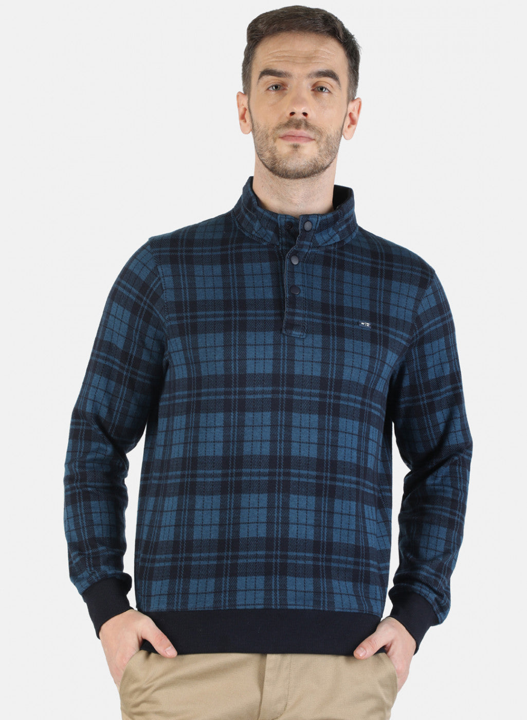 Men Blue Check T-Shirt