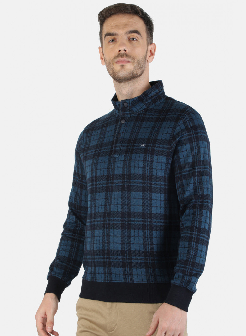 Men Blue Check T-Shirt