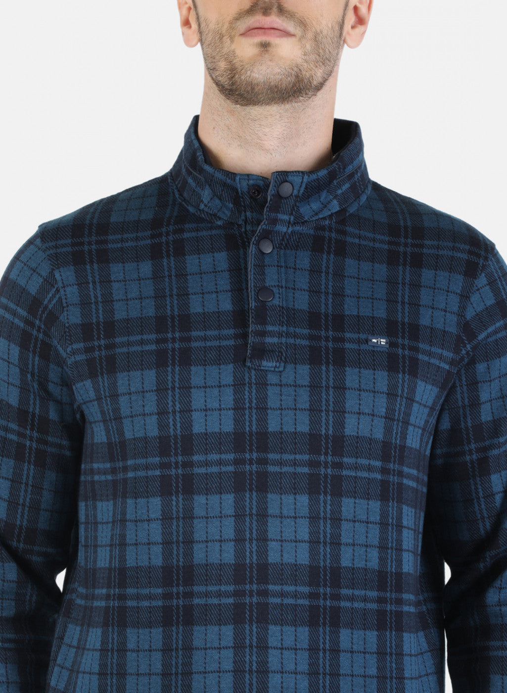 Men Blue Check T-Shirt