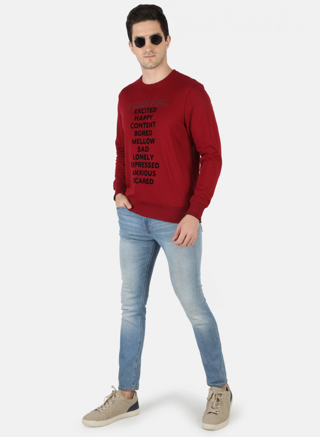 Men Maroon Printed Sweatshirt