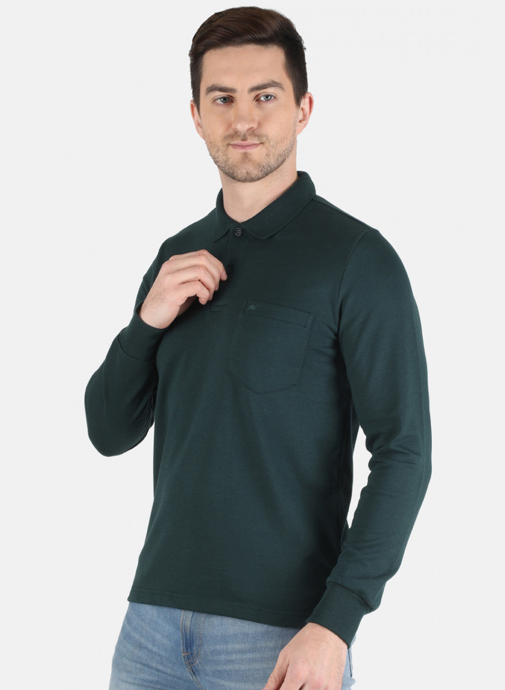 Men Green Solid T-Shirt