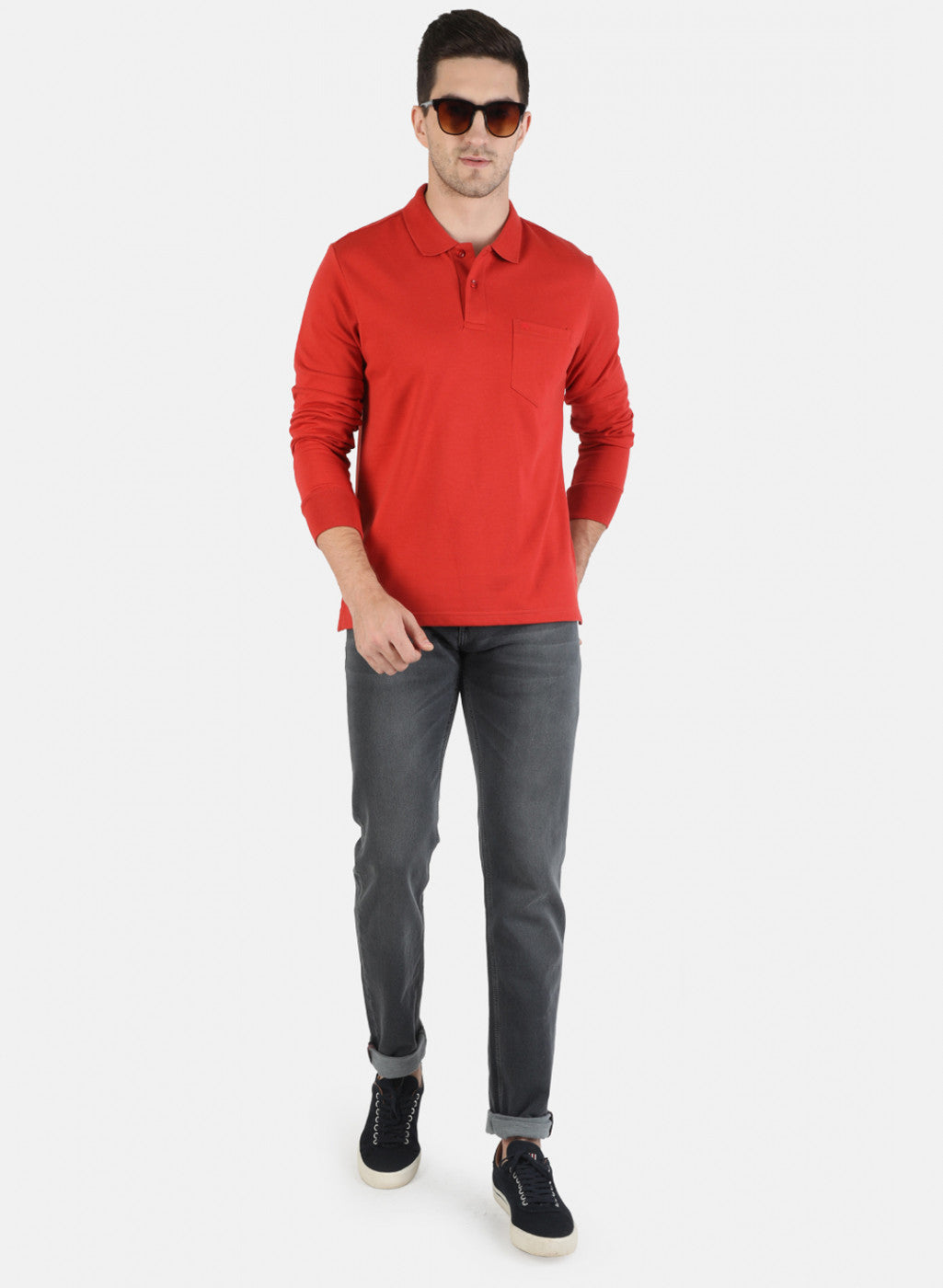 Men Orange Solid T-Shirt