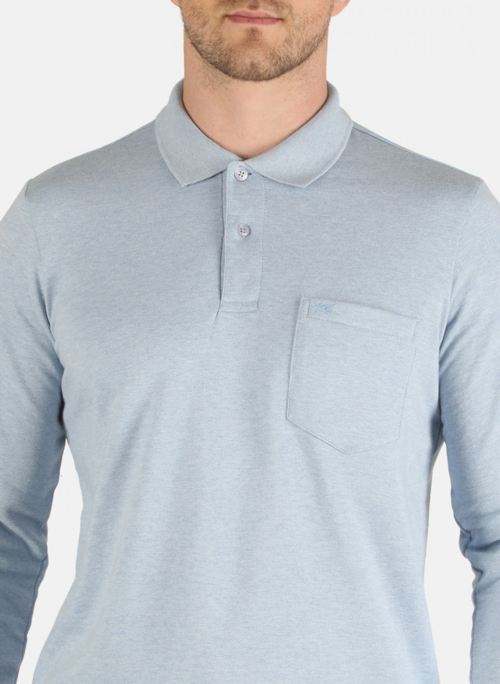 Men Sky Blue Solid T-Shirt