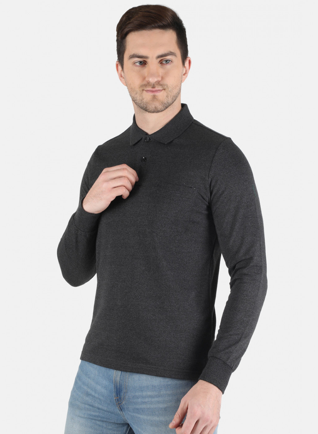 Men Grey Solid T-Shirt