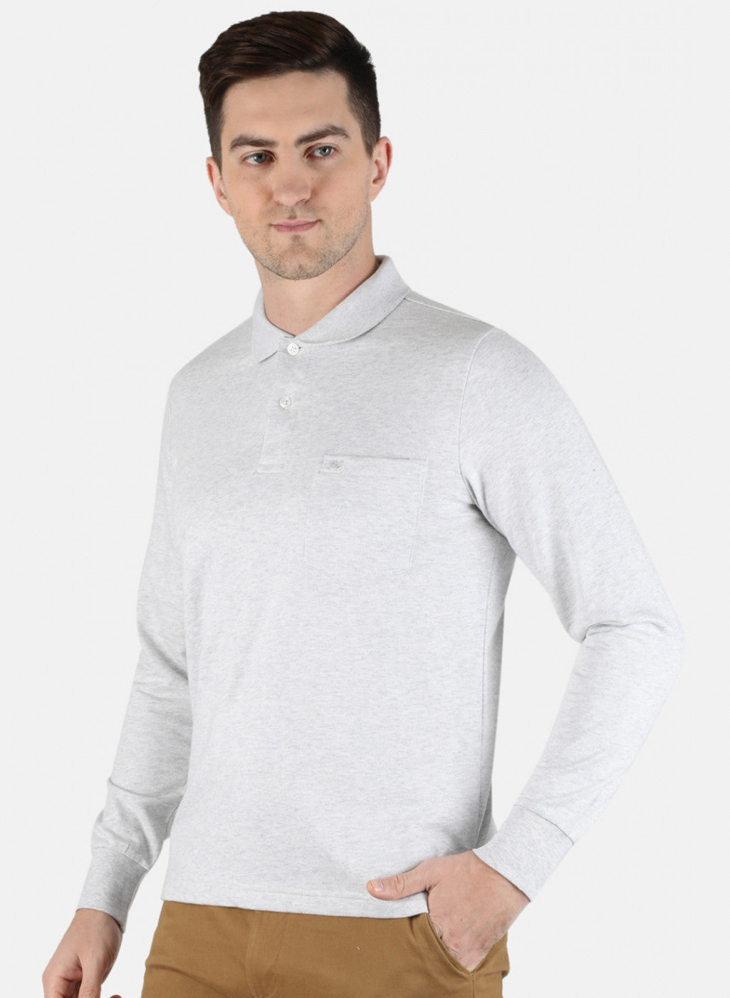 Men Grey Solid T-Shirt
