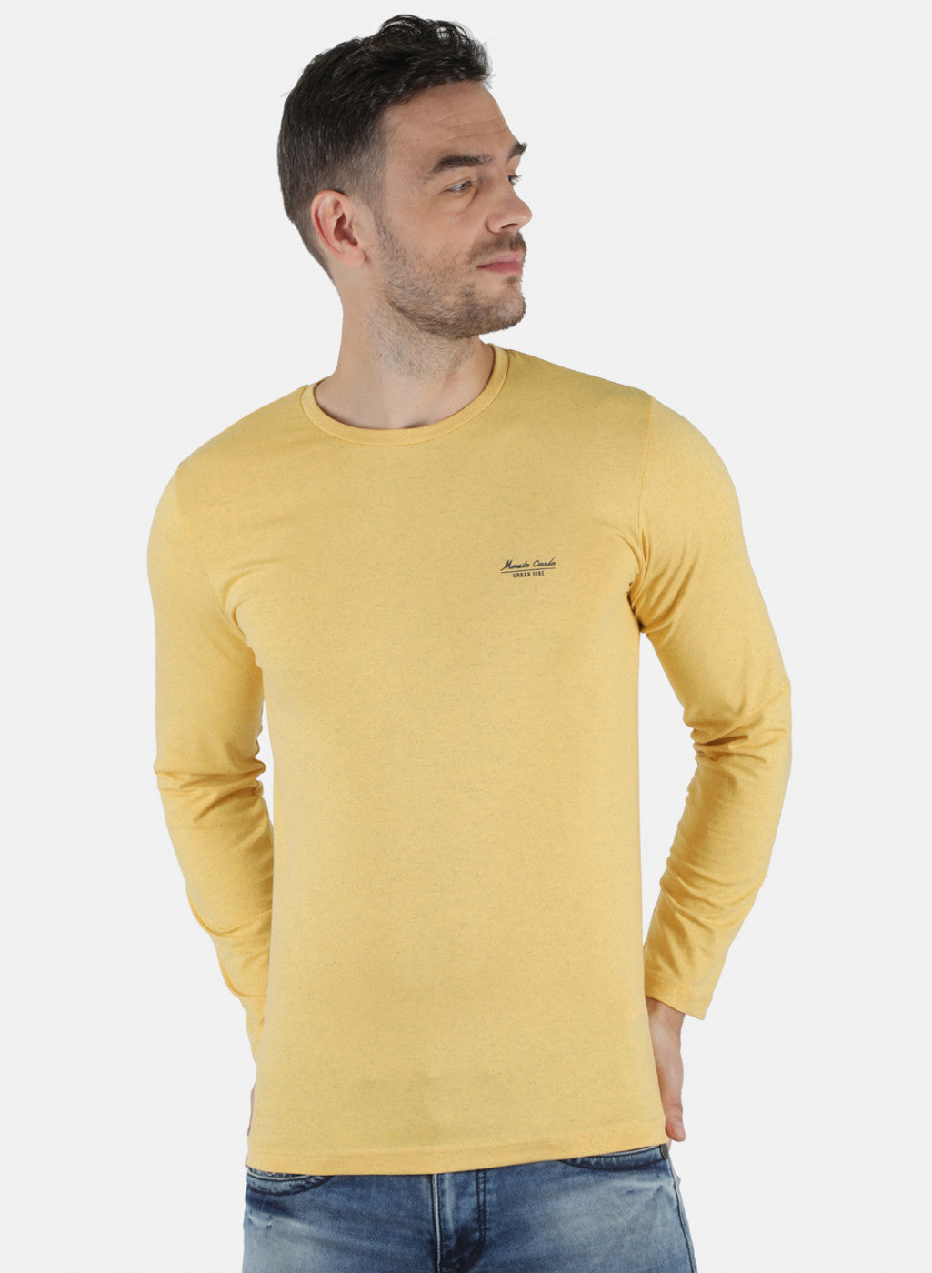 Men Yellow Solid T-Shirt