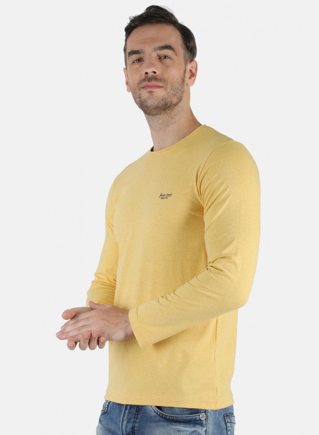 Men Yellow Solid T-Shirt