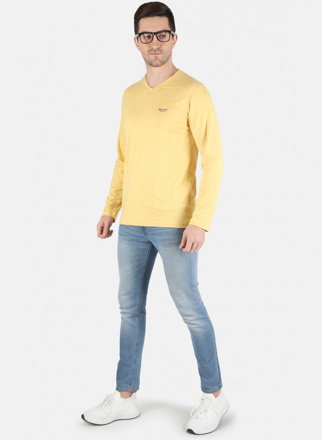Men Yellow Solid T-Shirt