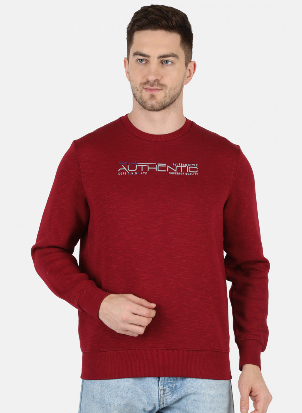 Men Maroon Solid T-Shirt