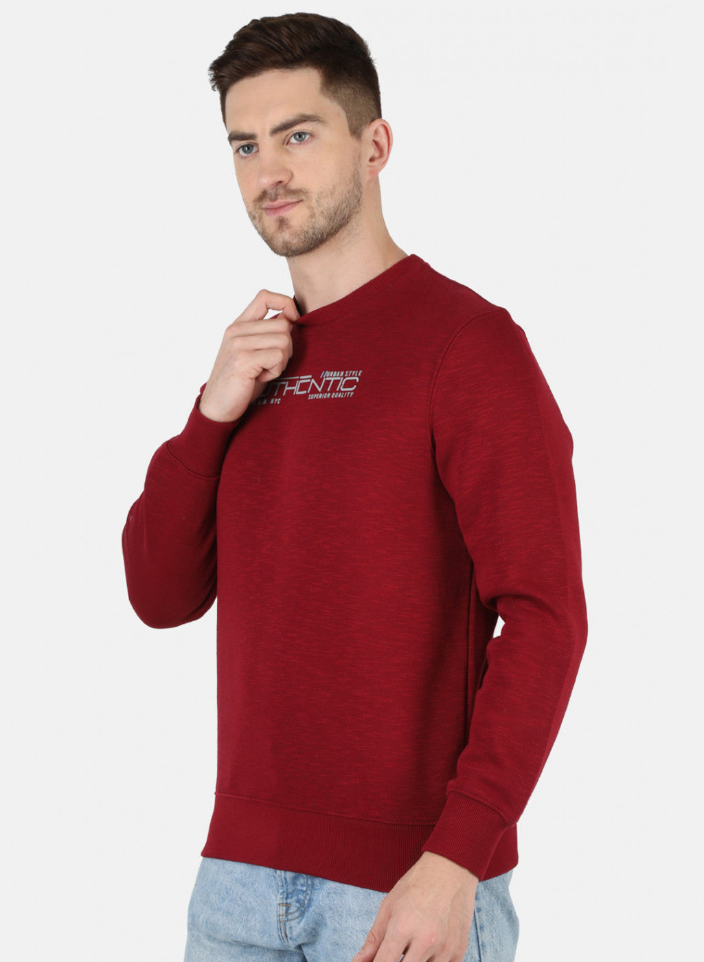 Men Maroon Solid T-Shirt