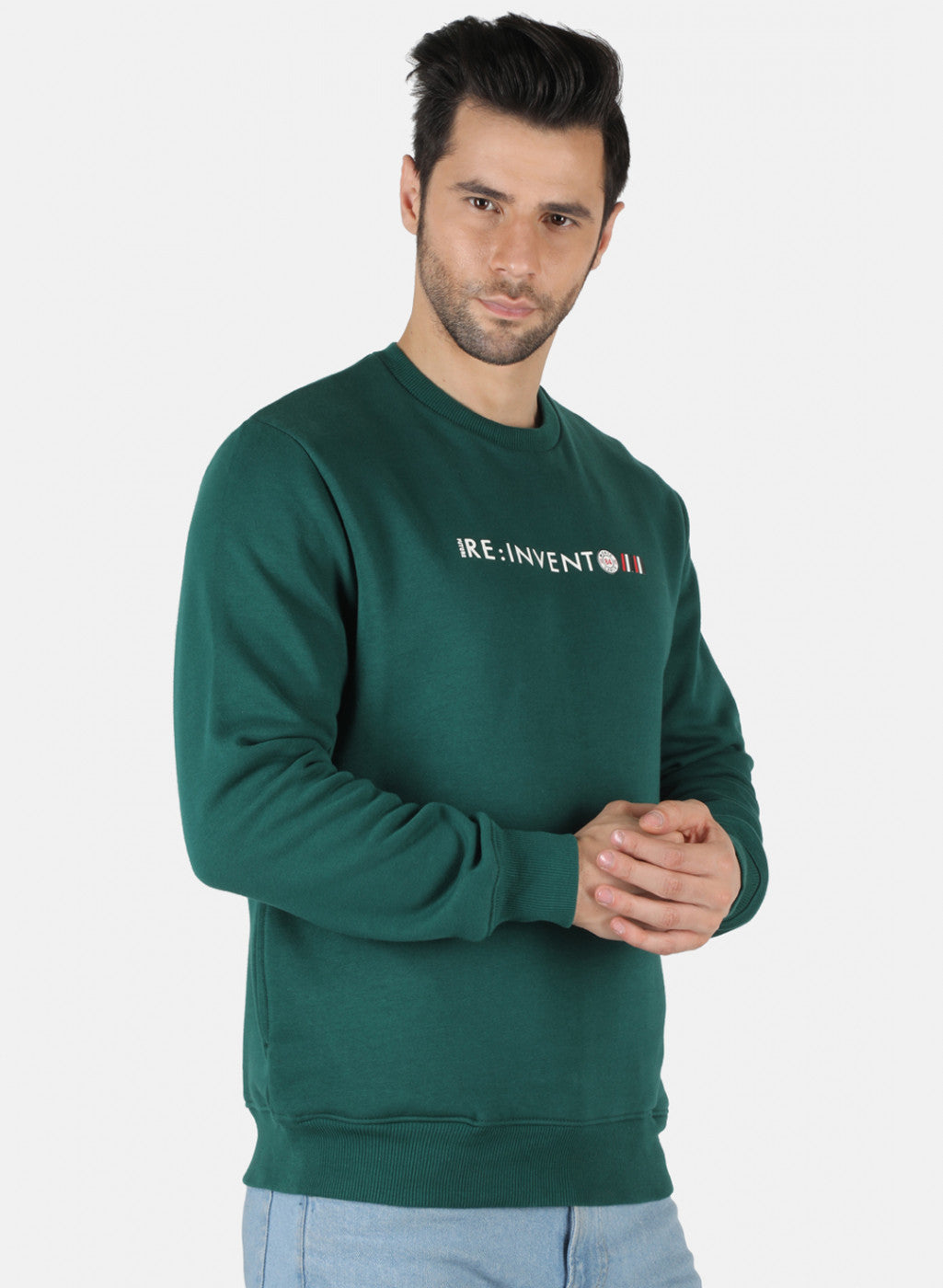 Men Green Solid T-Shirt