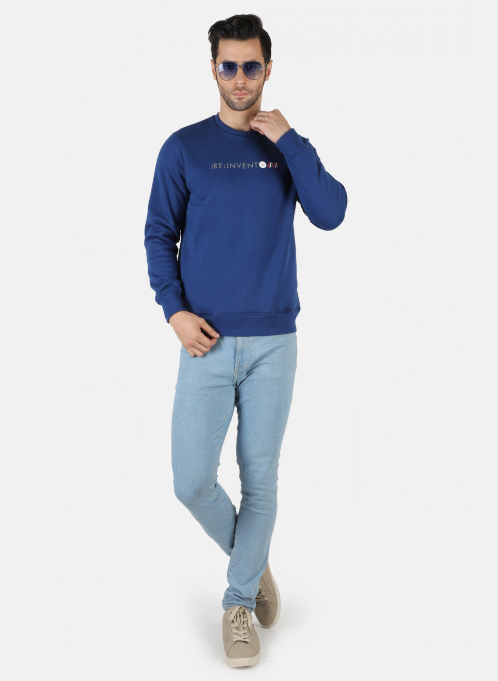 Men Blue Solid T-Shirt