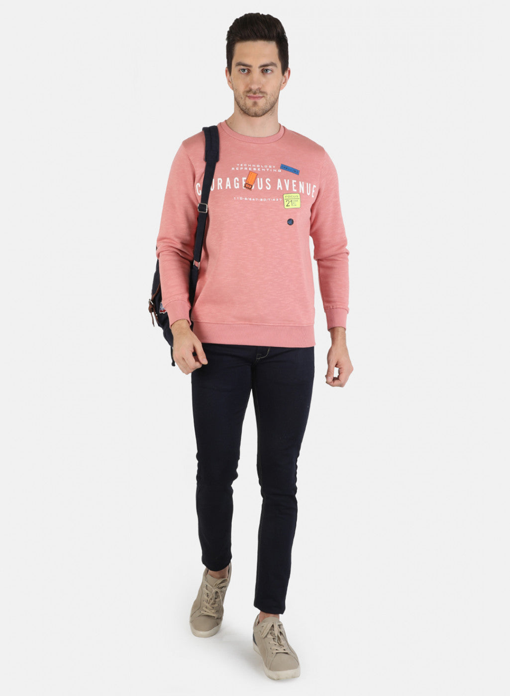 Men Pink Printed Sweatshirt