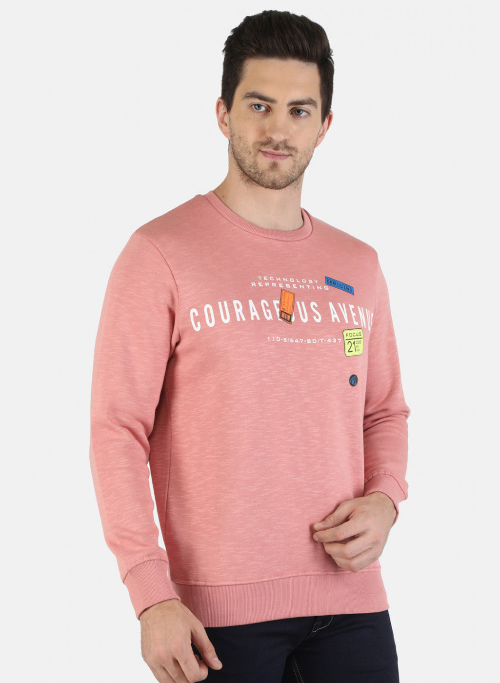 Men Pink Printed Sweatshirt
